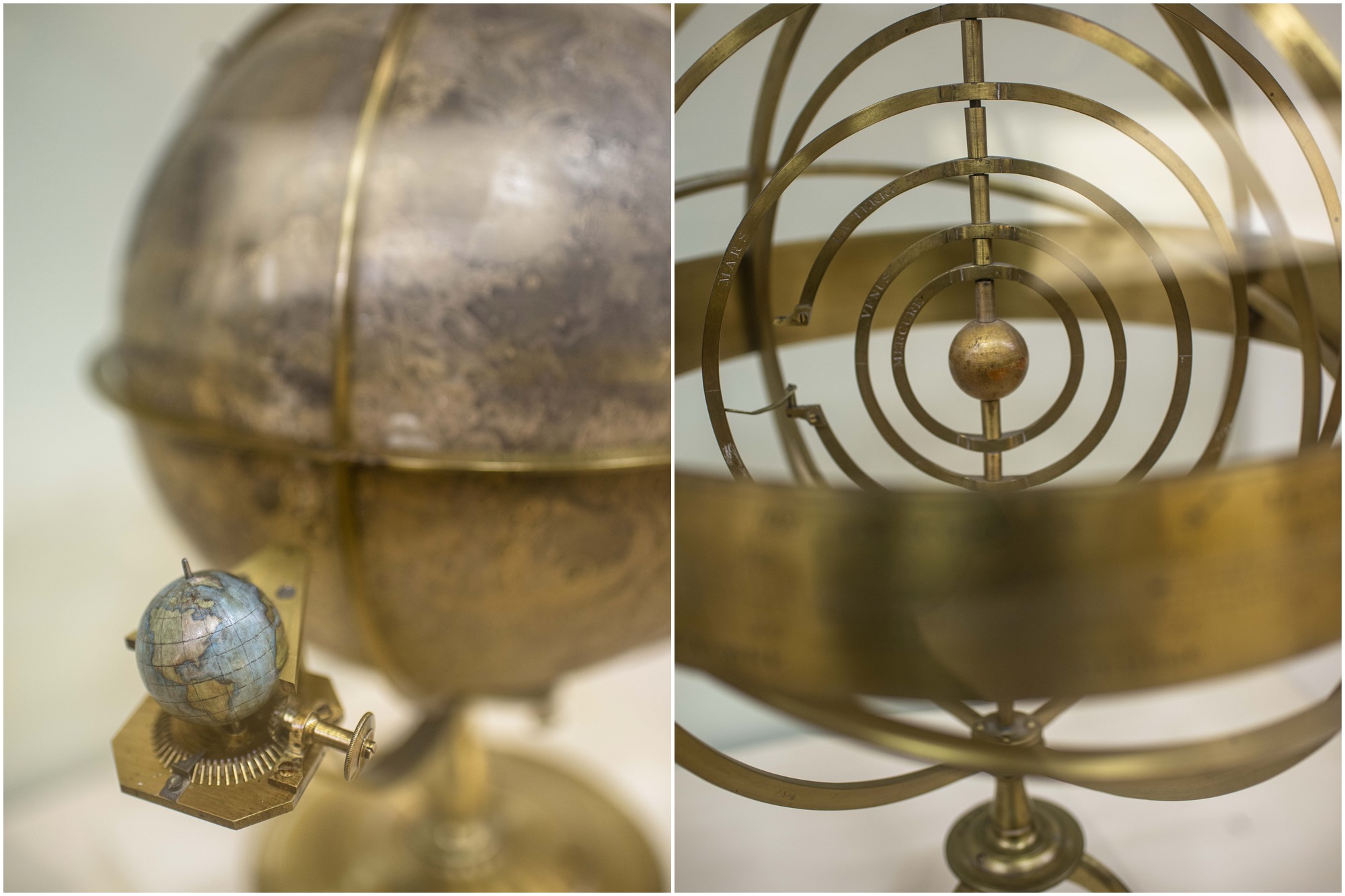 Esfera lunar y esfera armilar heliocéntrica en la Sala de Ciencias de la Tierra y del Universo. Esfera lunar y esfera armilar heliocéntrica en la Sala de Ciencias de la Tierra y del Universo.