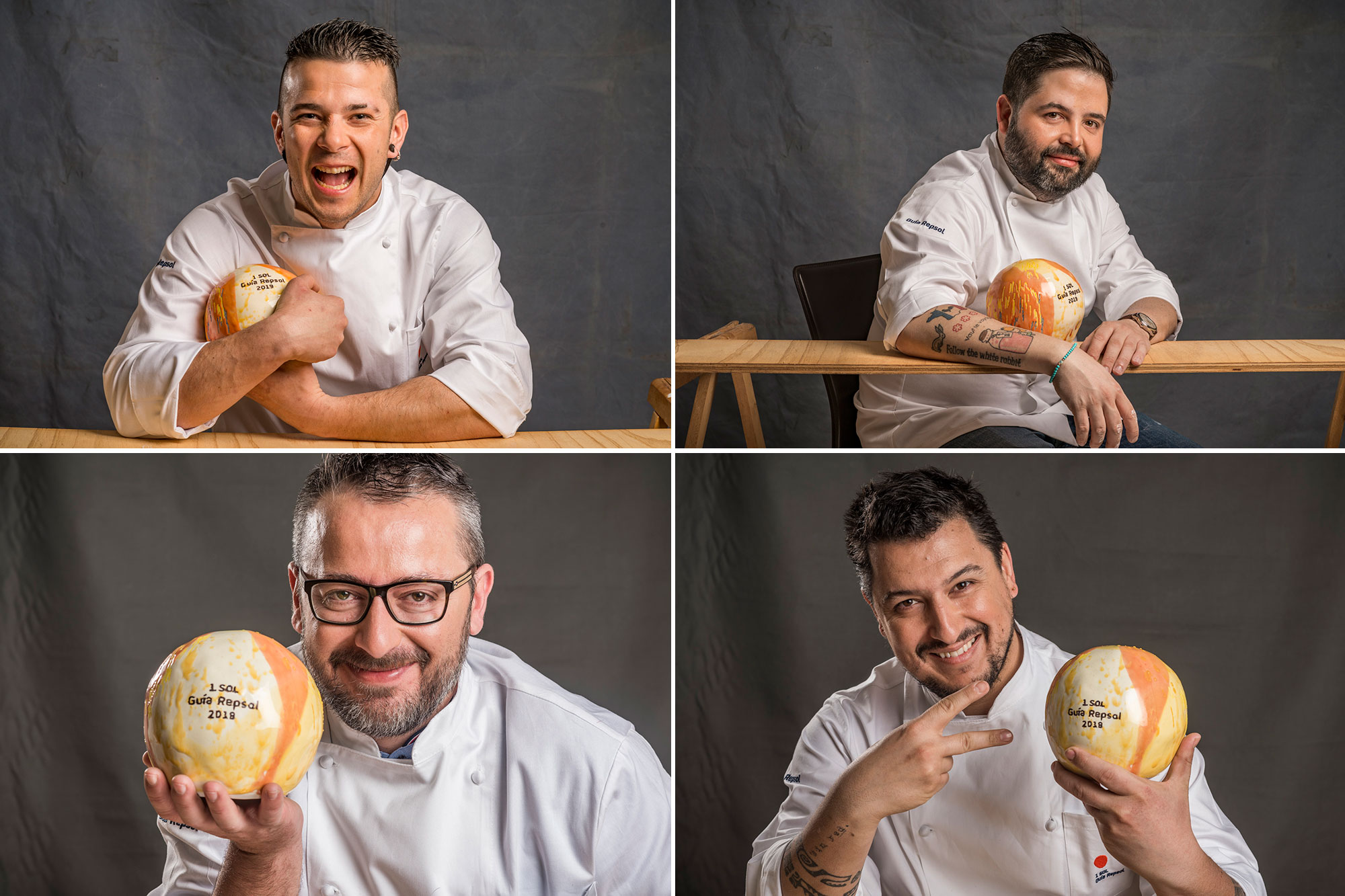 Carlos Maldonado de ‘Raíces’, Juanlu Fernández de 'Lu, Cocina y Alma’, Pedro Sánchez de ‘Bagá’ y Mario Payán en ‘Kappo’. Carlos Maldonado de ‘Raíces’, Juanlu Fernández de 'Lu, Cocina y Alma’, Pedro Sánchez de ‘Bagá’ y Mario Payán en ‘Kappo’.