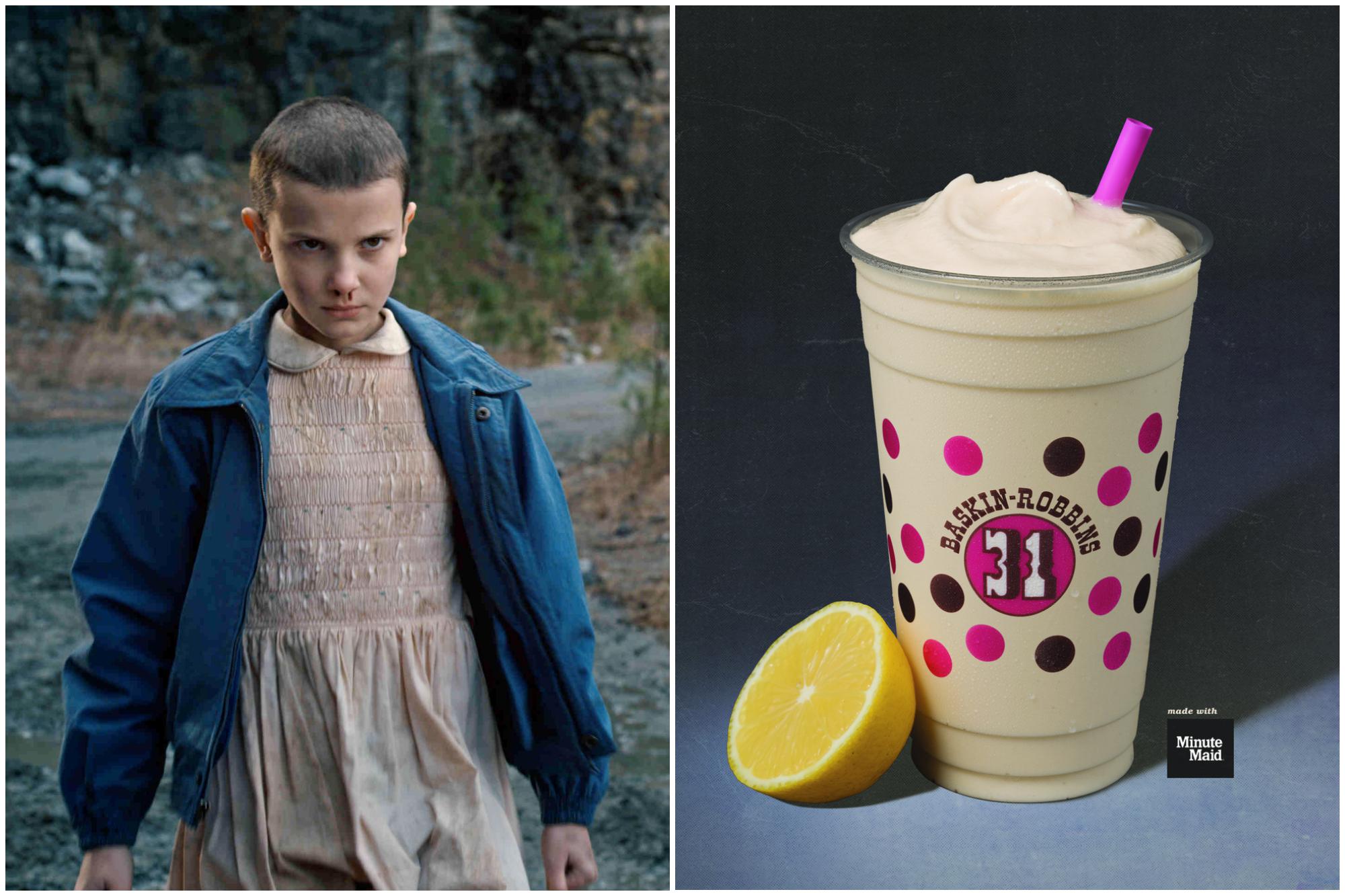 Un batido helado de vainilla y limonada para aliviar a Eleven. Foto: Netflix / Baskin-Robbins. Un batido helado de vainilla y limonada para aliviar a Eleven. Foto: Netflix / Baskin-Robbins.