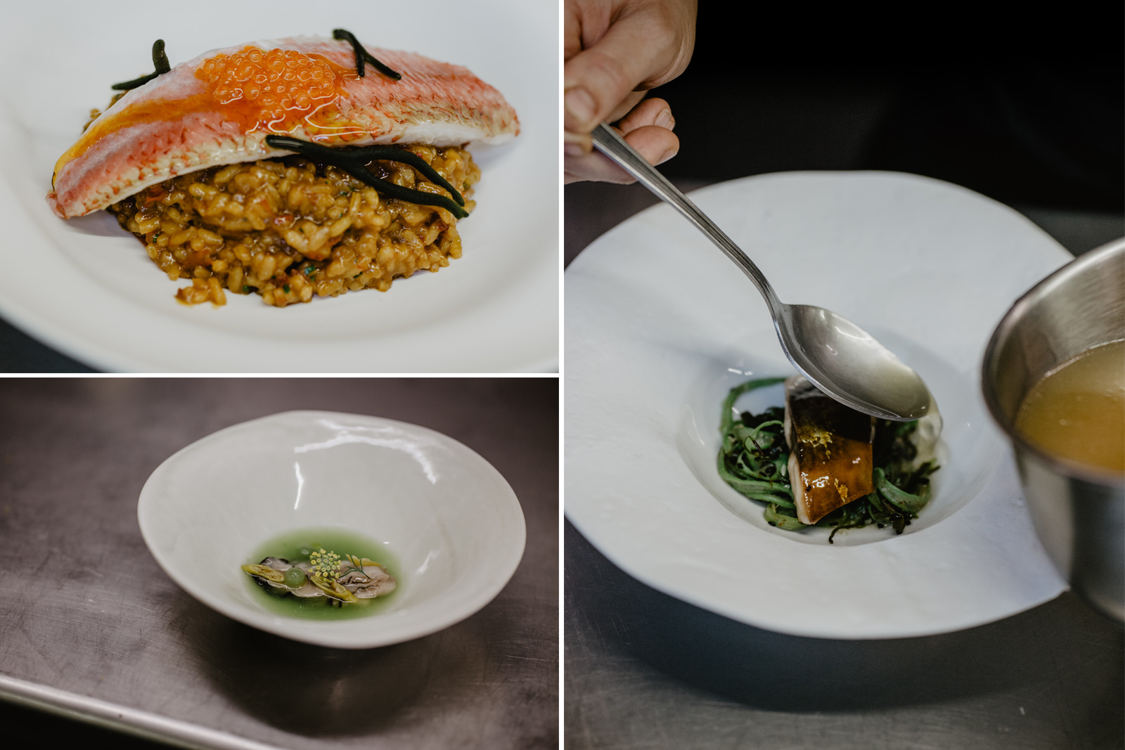 Algunos de los platos de los dos tipos de menú degustación que ofrece 'A Tafona' (Miudo y De Mercado). Algunos de los platos de los dos tipos de menú degustación que ofrece 'A Tafona' (Miudo y De Mercado).