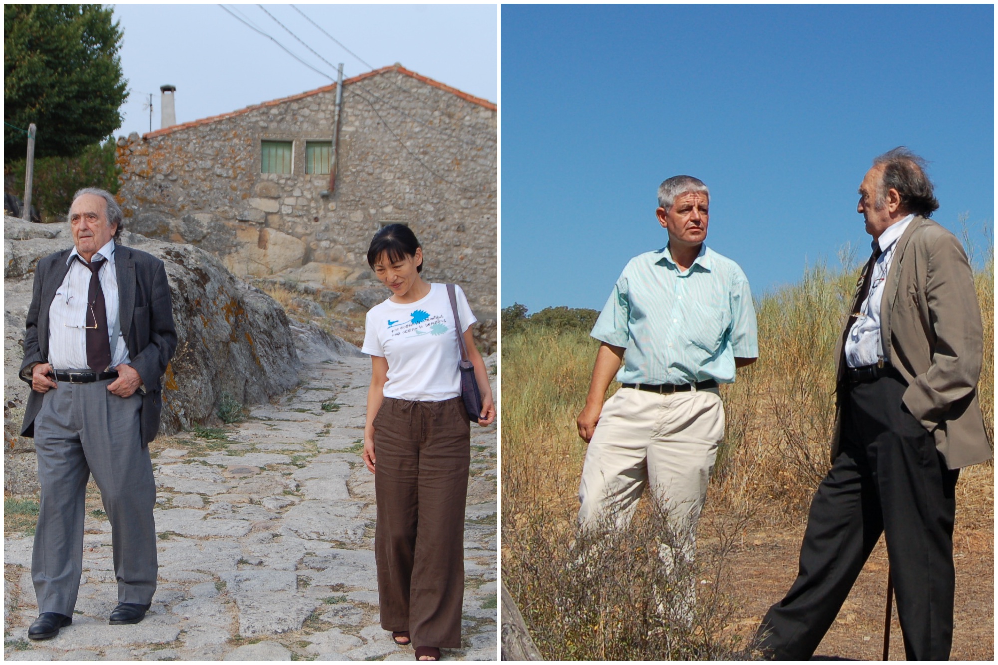El escritor paseando por los alrededores de Coria junto a una editora japonesa y el arquitecto técnico Pedro Gutiérrez. Foto: Pedro Gutiérrez. El escritor paseando por los alrededores de Coria junto a una editora japonesa y el arquitecto técnico Pedro Gutiérrez. Foto: Pedro Gutiérrez.
