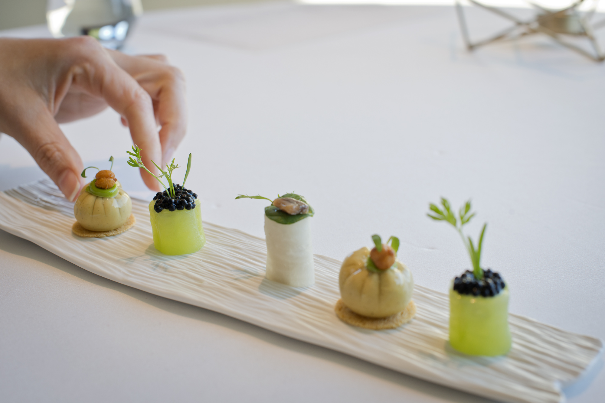 Semilla de pepino encurtida, nabo y salazones, y garbanzo encominado. Semilla de pepino encurtida, nabo y salazones, y garbanzo encominado.