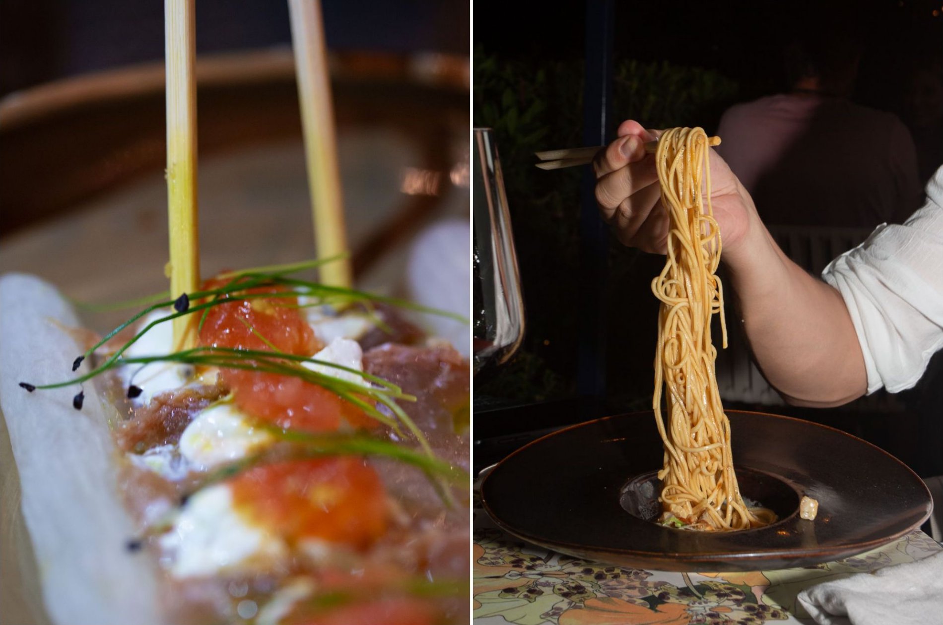 Restaurante 'Molo47' (Formentera): pargo con paleta ibérica y inaniwa con pescado blanco y erizo de mar Restaurante 'Molo47' (Formentera): pargo con paleta ibérica y inaniwa con pescado blanco y erizo de mar