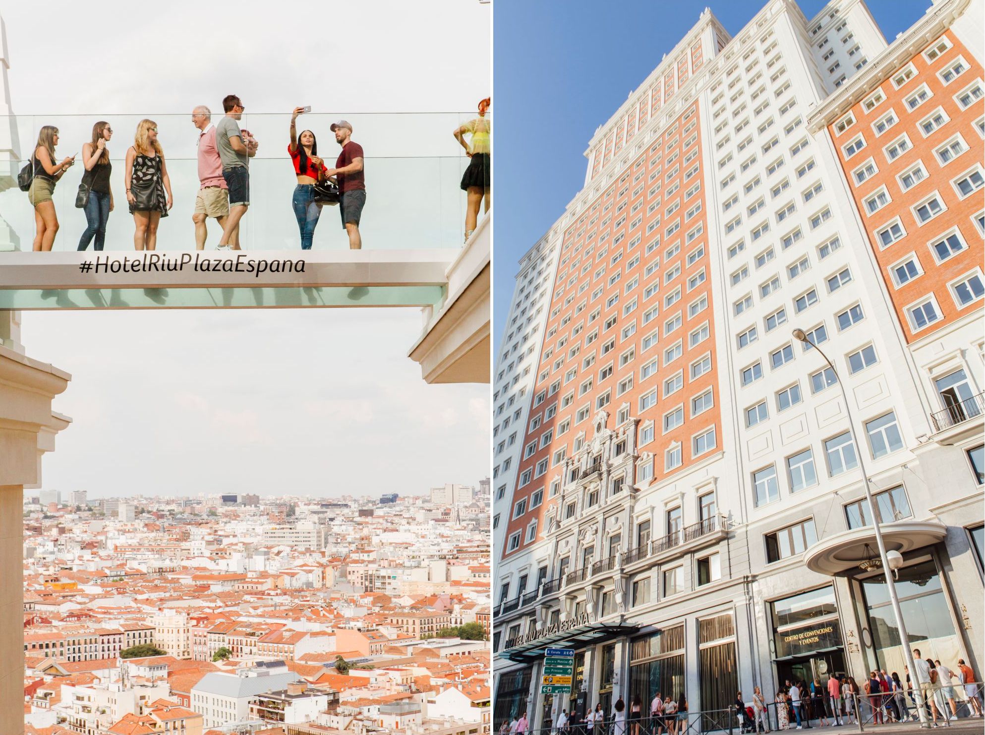Azotea Hotel RIU Plaza España: pasarela y fachada Azotea Hotel RIU Plaza España: pasarela y fachada