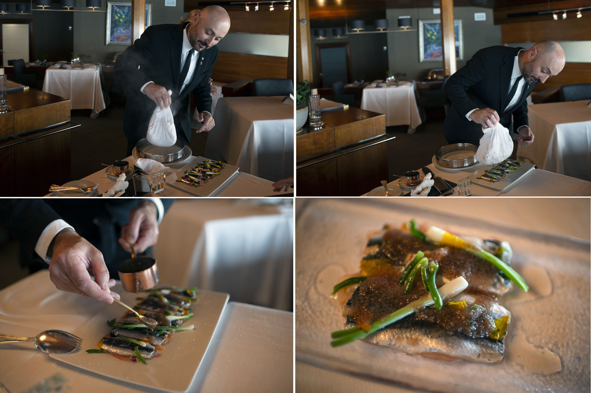 Anchoas a la sal de Añana, que se presentan en crudo y se elaboran en la mesa. Anchoas a la sal de Añana, que se presentan en crudo y se elaboran en la mesa.