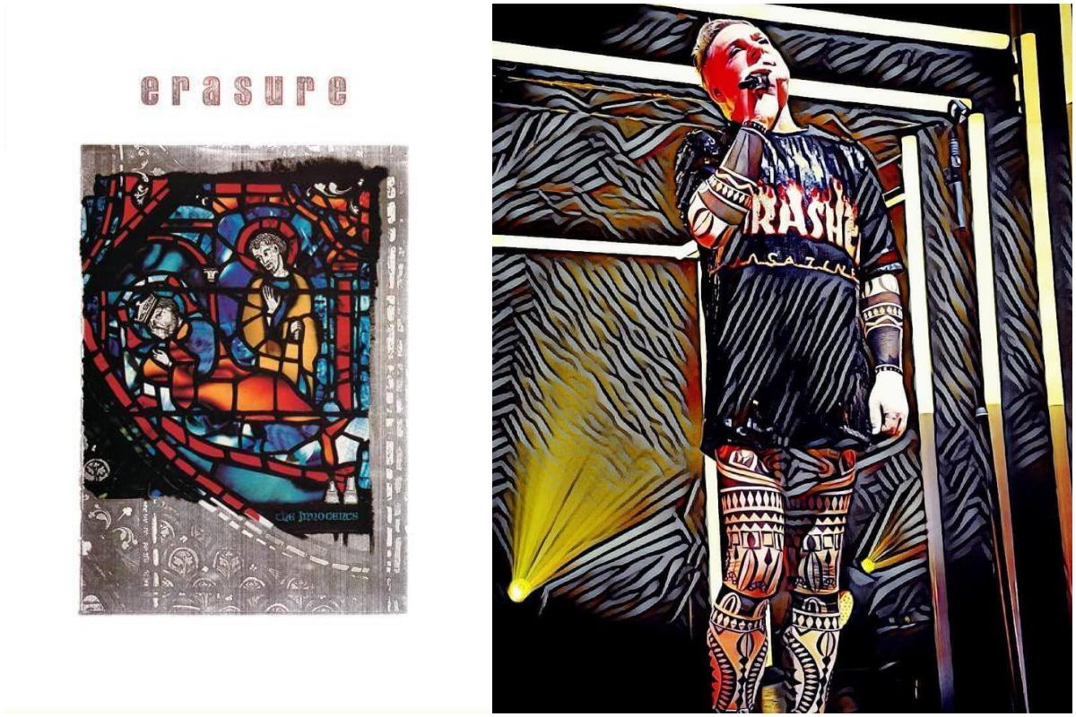 Portada del disco de Erasure y un momento del artista durante un concierto. Fotos: Mark Spencer / Facebook. Portada del disco de Erasure y un momento del artista durante un concierto. Fotos: Mark Spencer / Facebook.