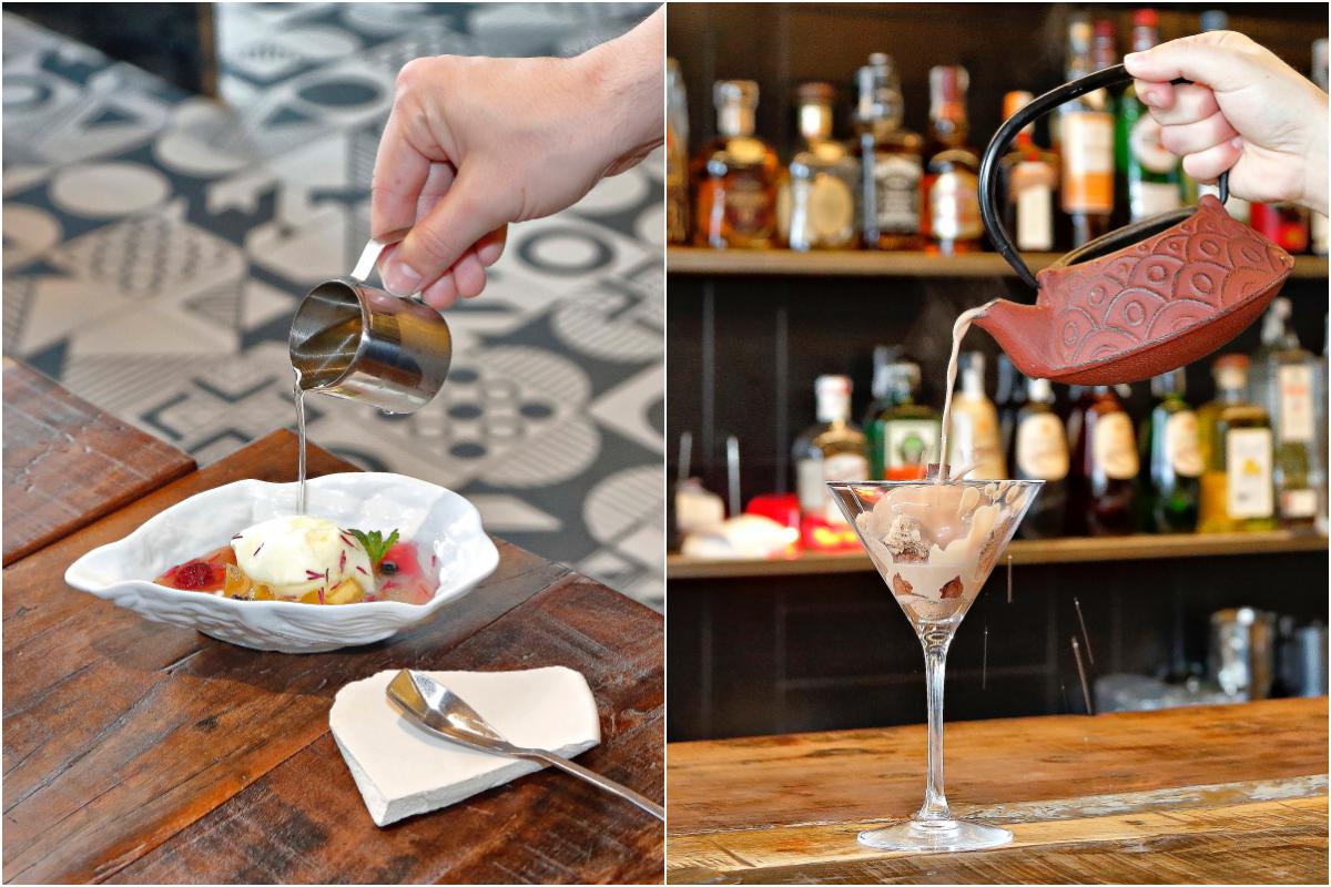 Frutas con helado y la muerte por chocolate. Frutas con helado y la muerte por chocolate.