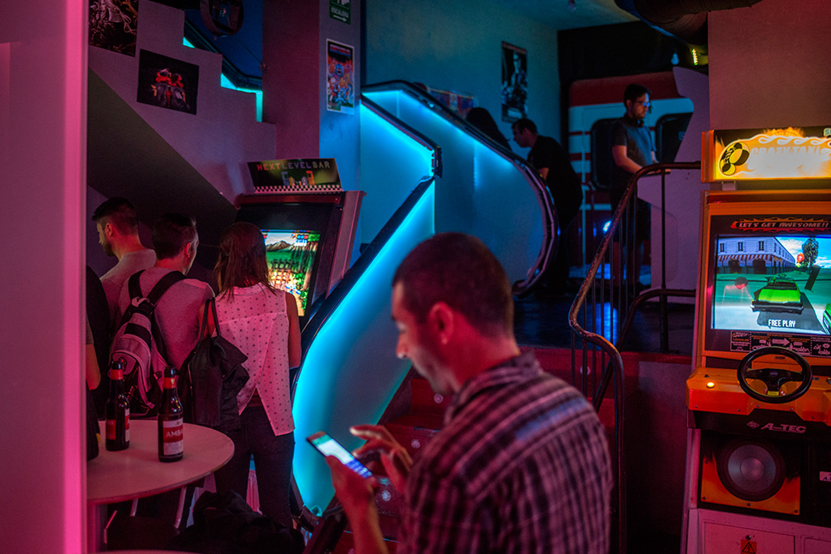 Next Level Arcade Bar (Madrid): Ambiente del local. Foto: Alfredo Cáliz Next Level Arcade Bar (Madrid): Ambiente del local. Foto: Alfredo Cáliz