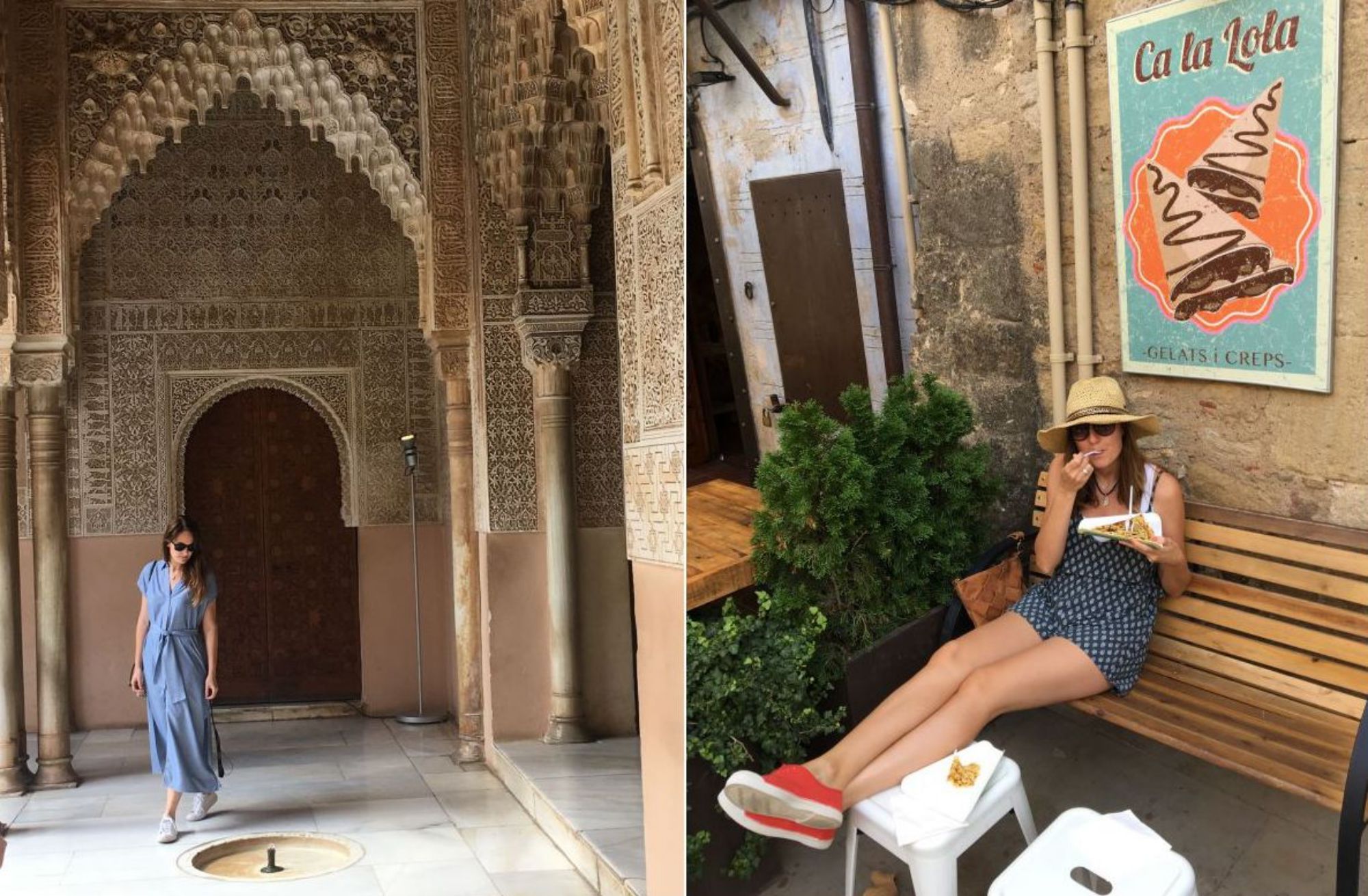 Viajando sin prisas, Diana en La Alhambra y Mar, comiendo un 'crêpe' en 'Ca La Lola' (Peratallada). Fotos: Três Studio. Viajando sin prisas, Diana en La Alhambra y Mar, comiendo un 'crêpe' en 'Ca La Lola' (Peratallada). Fotos: Três Studio.
