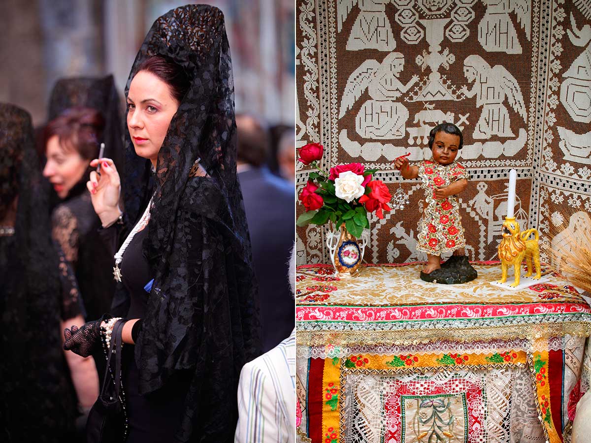 En algunas hermandades, las mujeres van de negro y con mantilla. Foto: Shutterstock En algunas hermandades, las mujeres van de negro y con mantilla. Foto: Shutterstock