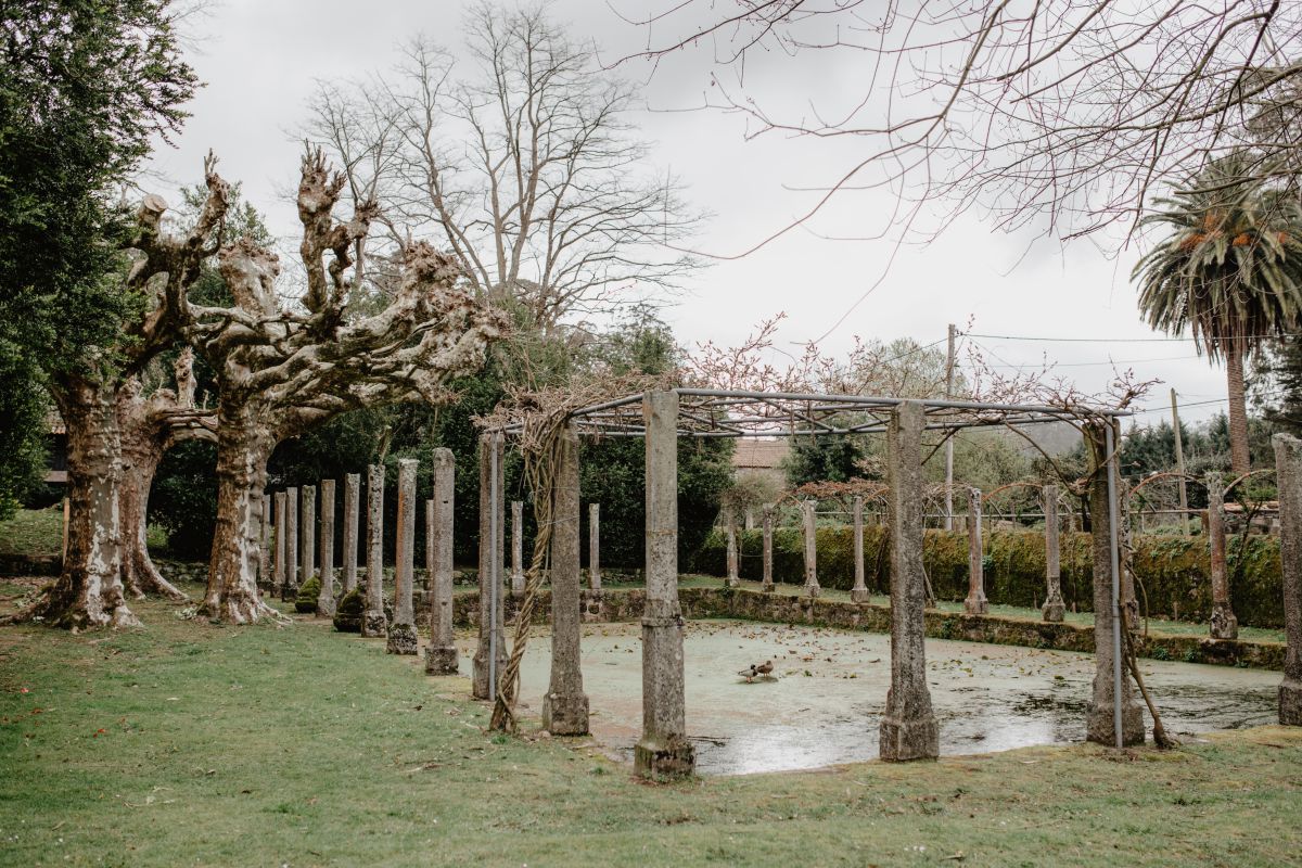 El estanque de verano del pazo de Rubianes, cubierto de lentejas de agua. El estanque de verano del pazo de Rubianes, cubierto de lentejas de agua.
