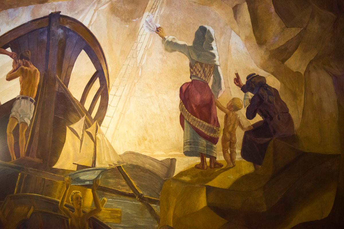 Parte del mural de Mariano de Cossío en el Ayuntamiento de Santa Cruz de La Palma. Parte del mural de Mariano de Cossío en el Ayuntamiento de Santa Cruz de La Palma.