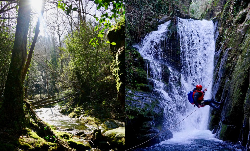 Cauce del río Oneta y rápel en los cañones del río Frío. Cauce del río Oneta y rápel en los cañones del río Frío.
