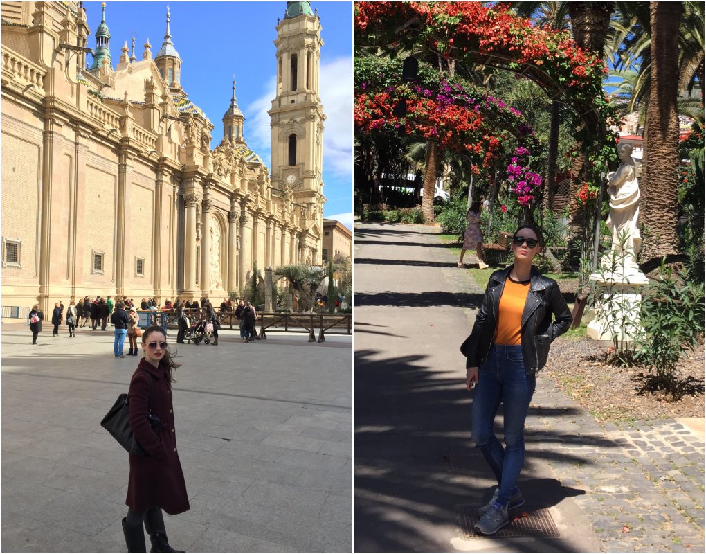 Frente a la Basílica del Pilar (Zaragoza) y en el Parque García Sanabria (Tenerife). Fotos cedidas. Frente a la Basílica del Pilar (Zaragoza) y en el Parque García Sanabria (Tenerife). Fotos cedidas.