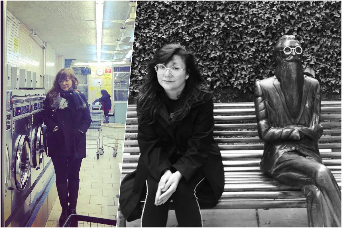 La directora de cine Isabel Coixet en una lavandería de Barcelona y junto a la estatua de Unamuno en la Alameda de Santiago de Compostela. Fotos: Instagram. La directora de cine Isabel Coixet en una lavandería de Barcelona y junto a la estatua de Unamuno en la Alameda de Santiago de Compostela. Fotos: Instagram.