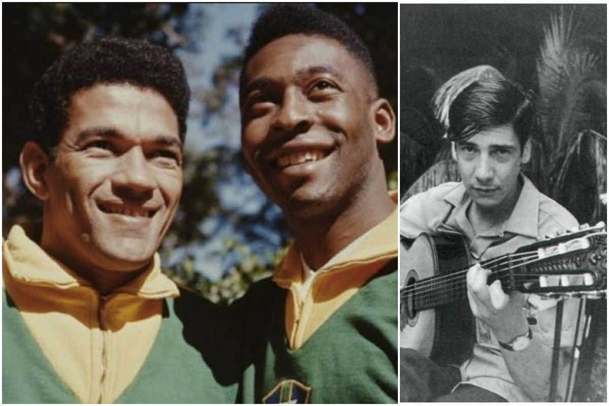 Una foto de los jugadores brasileños Garrincha y Pelé, y del cantante Zitarrosa con su guitarra. Fotos: Facebook. Una foto de los jugadores brasileños Garrincha y Pelé, y del cantante Zitarrosa con su guitarra. Fotos: Facebook.
