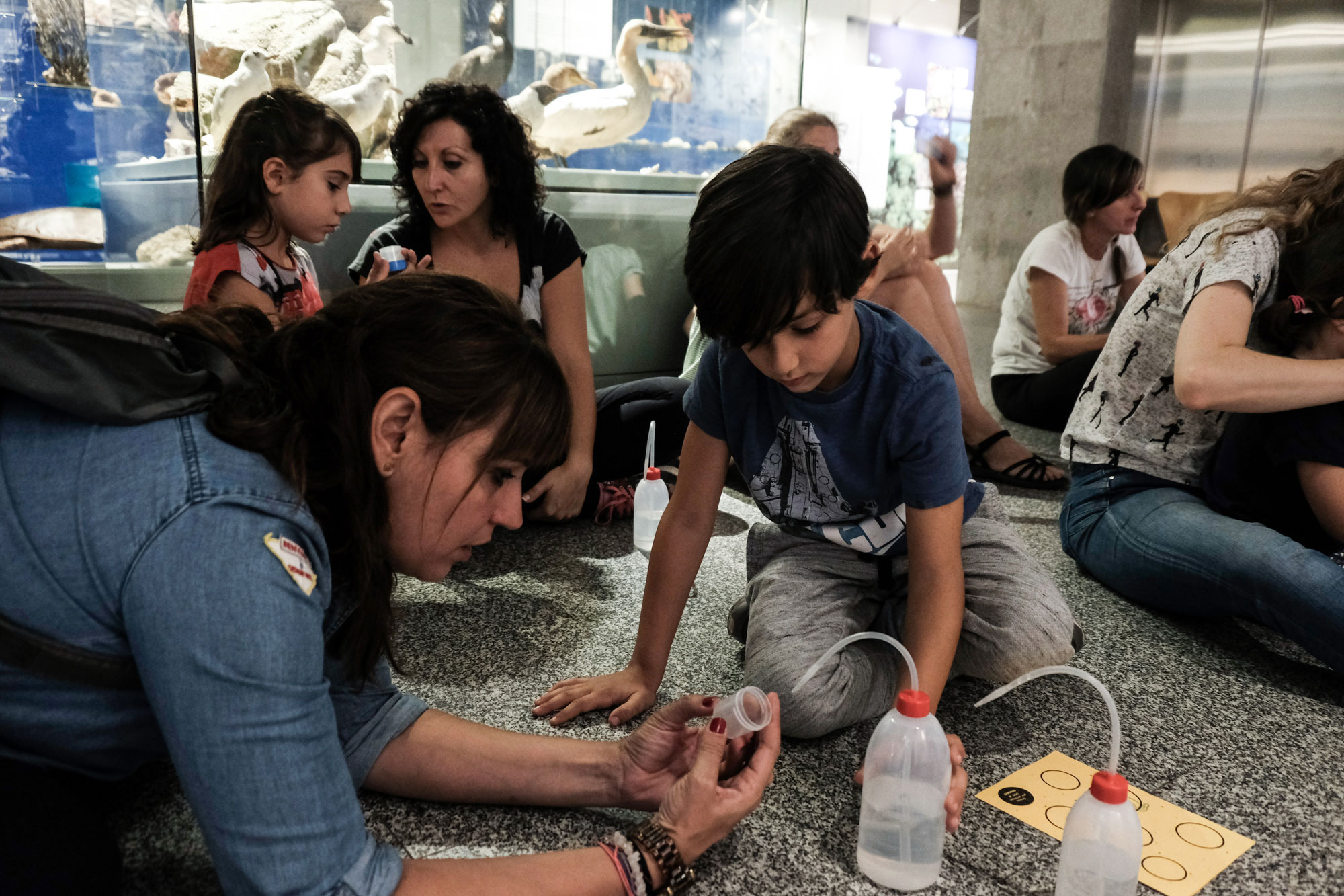 Madre e hijo se concentran para poder realizar con éxito una de las actividades propuestas. Madre e hijo se concentran para poder realizar con éxito una de las actividades propuestas.