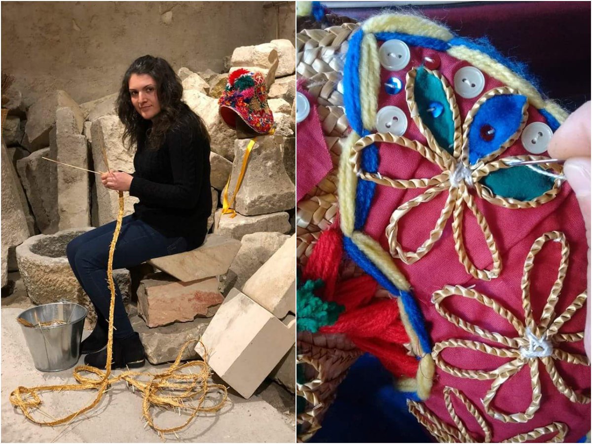 Artesanía La Gorra: la artesana María José González y detalle de una de sus obras. Artesanía La Gorra: la artesana María José González y detalle de una de sus obras.