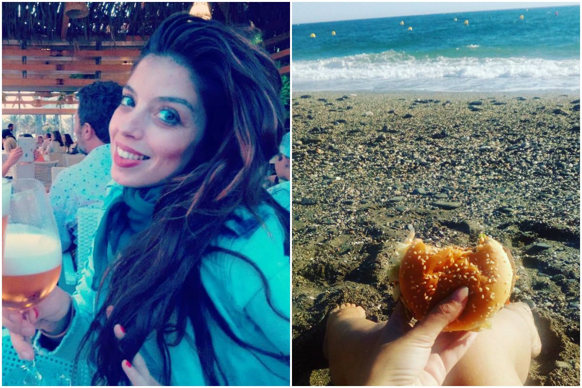 Soleá Morente descansando en la playa tomando una cerveza y comiendo una hamburguesa. Fotos: Instagram Soleá Morente descansando en la playa tomando una cerveza y comiendo una hamburguesa. Fotos: Instagram