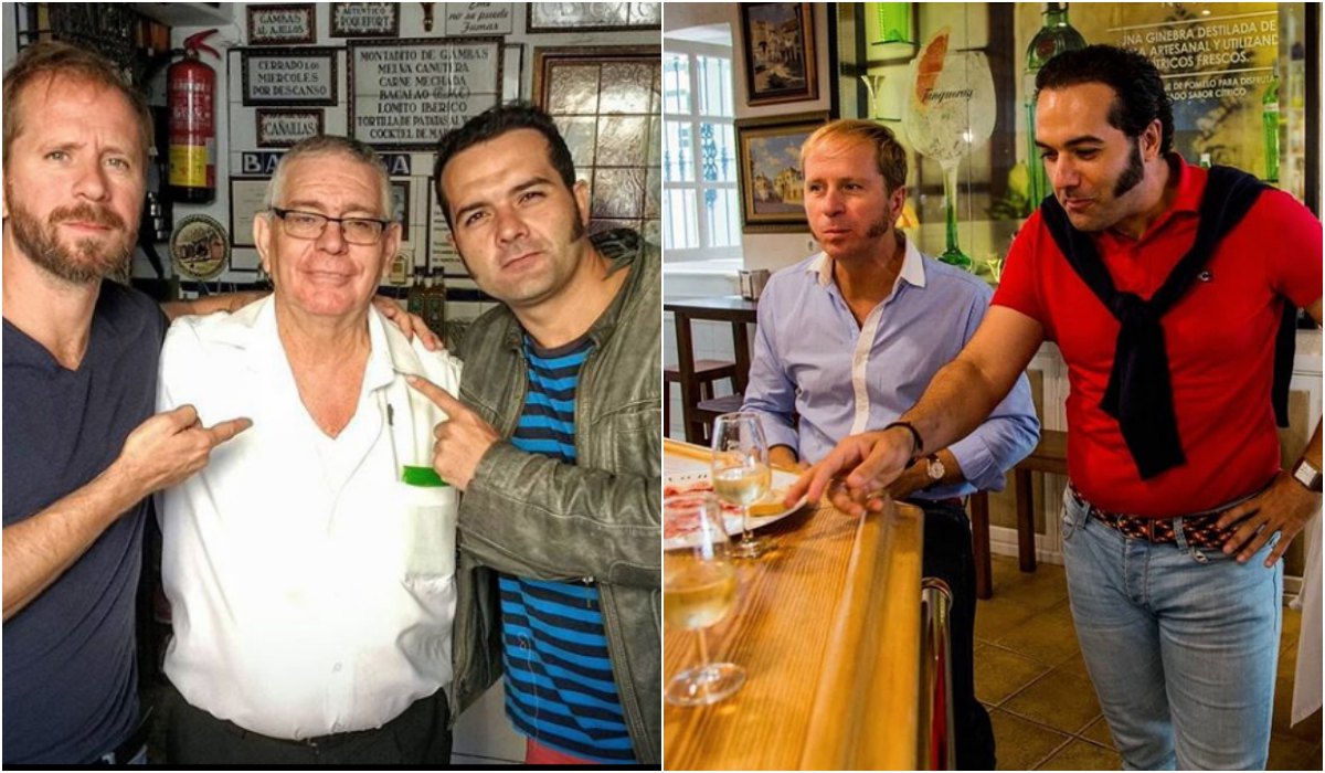 Con el dueño del 'Bar Eme', en Sevilla. A la derecha, tapeando en una taberna de la ciudad. Fotos: Instagram. Con el dueño del 'Bar Eme', en Sevilla. A la derecha, tapeando en una taberna de la ciudad. Fotos: Instagram.