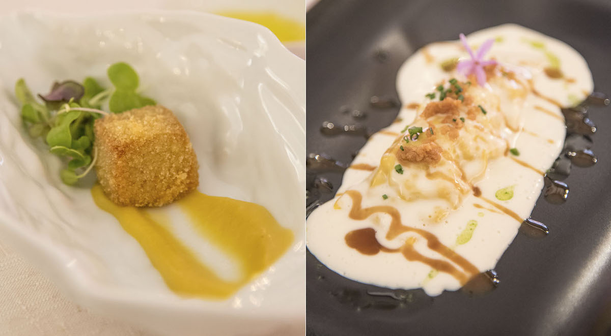 Dos clásicos del 'San Mamés Jatetxea': la croqueta líquida y el Canelón de Lumagorri. Dos clásicos del 'San Mamés Jatetxea': la croqueta líquida y el Canelón de Lumagorri.
