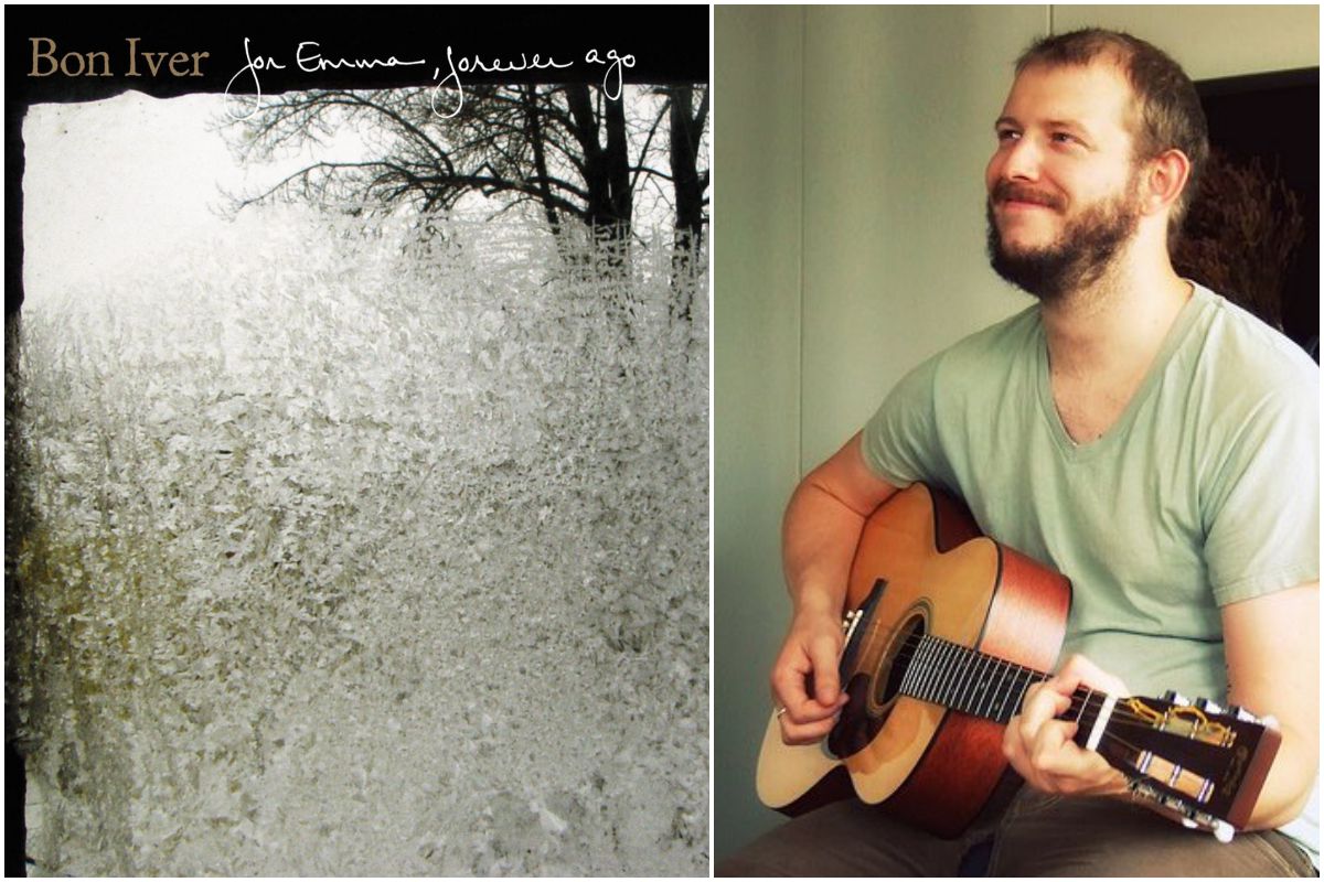 Portada del disco de Bon Iver y retrato del artista. Portada del disco de Bon Iver y retrato del artista.