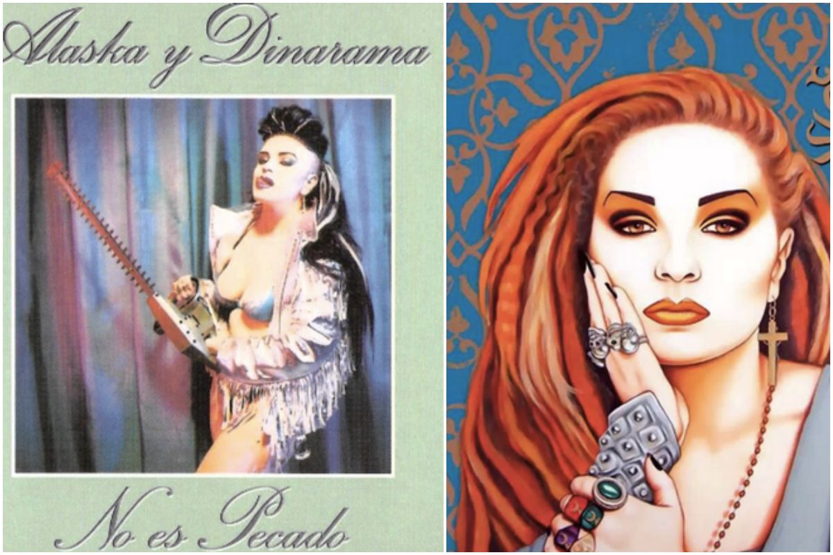 Pordad del disco de Alaska y Dinarama, No es pecado, y la portada de un recopilatorio, 30 años de reinado. Pordad del disco de Alaska y Dinarama, No es pecado, y la portada de un recopilatorio, 30 años de reinado.
