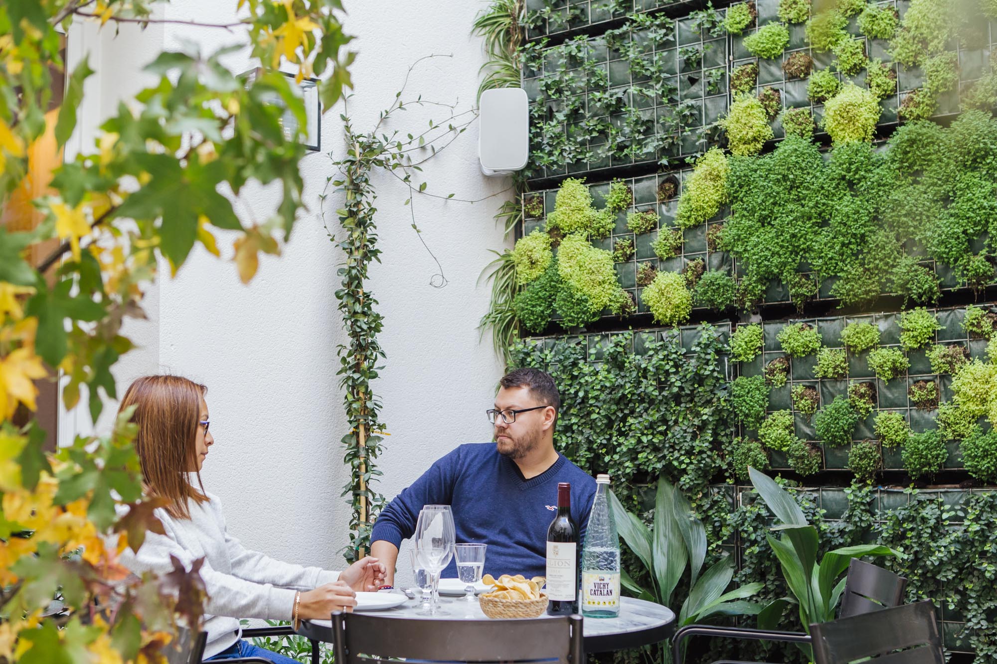 La terraza del restaurante 'Puntarena', ubicada en el patio interior del edificio, tiene un jardín vertical natural y va a estar abierta todo el año con estufas para no pasar frío. La terraza del restaurante 'Puntarena', ubicada en el patio interior del edificio, tiene un jardín vertical natural y va a estar abierta todo el año con estufas para no pasar frío.