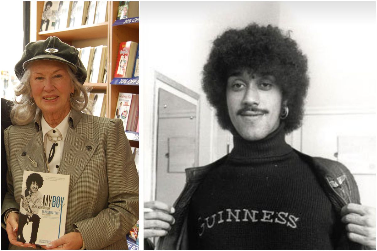 Philomena, la madre de Phil Lynott, con el libro escrito sobre su hijo, 'My Boy', y un retrato de este. Philomena, la madre de Phil Lynott, con el libro escrito sobre su hijo, 'My Boy', y un retrato de este.