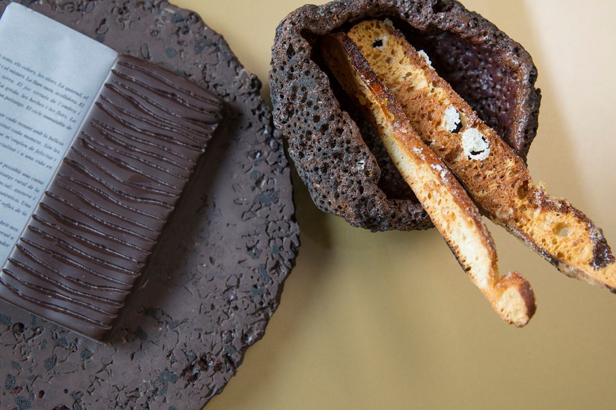 Postre del restaurante Les Cols, en Olot, Girona. Foto: Kristin Block Postre del restaurante Les Cols, en Olot, Girona. Foto: Kristin Block