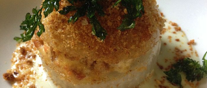 Cebolla rellena de crema de cebolla, Les Cols. Cebolla rellena de crema de cebolla, Les Cols.