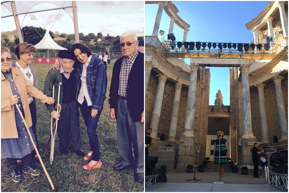 Luz Casal con paisanos de Boimoro, A Coruña, su pueblo natal, y en actuando en el Teatro Romano de Mérida. Luz Casal con paisanos de Boimoro, A Coruña, su pueblo natal, y en actuando en el Teatro Romano de Mérida.