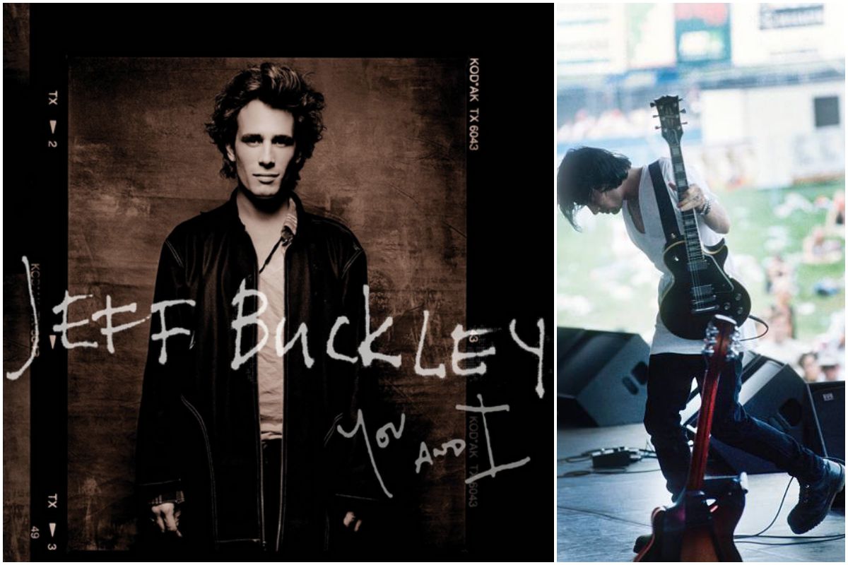 Portada del disco de Jeff Buckley y un retrato de él en concierto. Portada del disco de Jeff Buckley y un retrato de él en concierto.