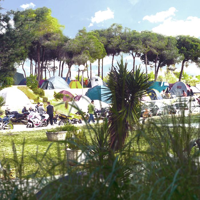 Camping de las Dunas, al lado de la playa de La Puntilla. Foto: Festival Motor Circus. Camping de las Dunas, al lado de la playa de La Puntilla. Foto: Festival Motor Circus.