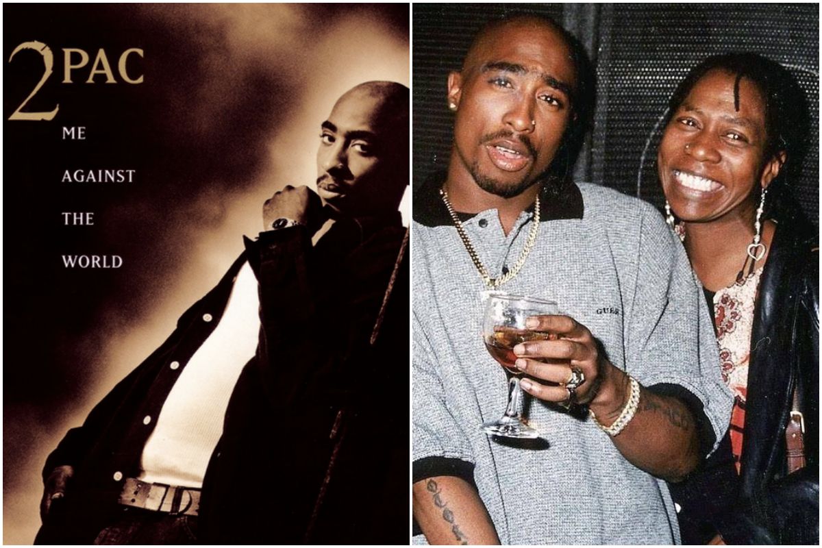 Portada del disco de 2Pac y el artista con su madre en una foto. Portada del disco de 2Pac y el artista con su madre en una foto.