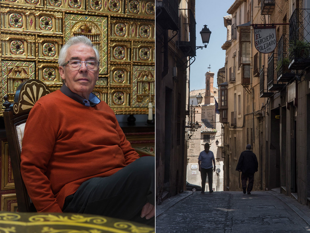 Julio Martín de la Fuente, el último constructor de bargueños y la entrada de su pequeño local. Julio Martín de la Fuente, el último constructor de bargueños y la entrada de su pequeño local.