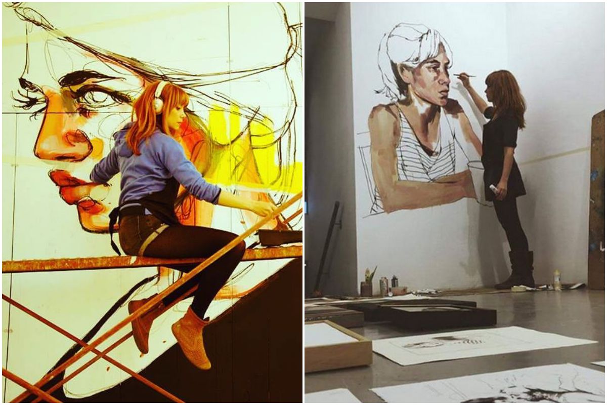 La artista en dos de sus murales. Foto: Instagram La artista en dos de sus murales. Foto: Instagram