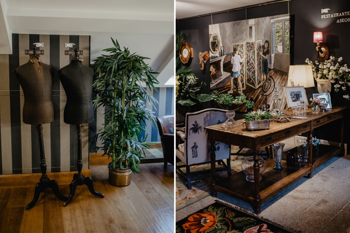 Detalles familiares en el hotel: los maniquíes y la mesa del taller de costura del abuelo, que era sastre en Madrid. Detalles familiares en el hotel: los maniquíes y la mesa del taller de costura del abuelo, que era sastre en Madrid.