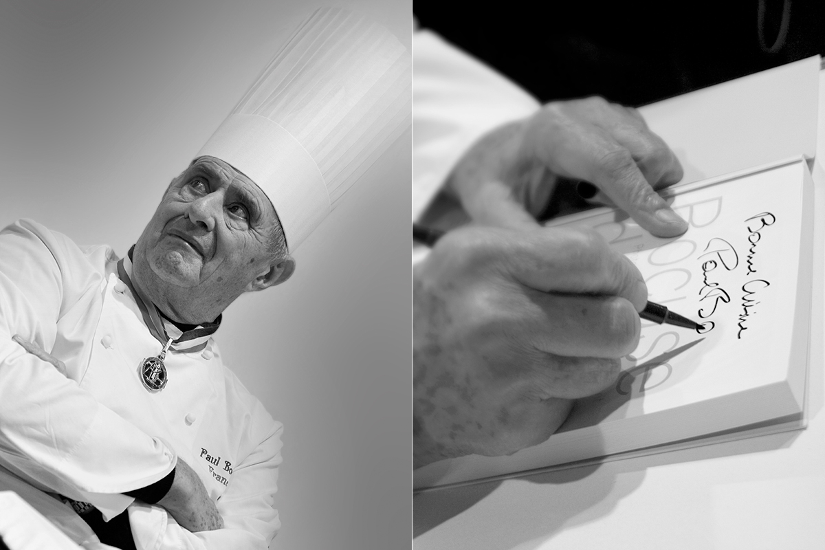 Retrato de Bocuse y el chef firmando. Fotos: Shutterstock. Retrato de Bocuse y el chef firmando. Fotos: Shutterstock.