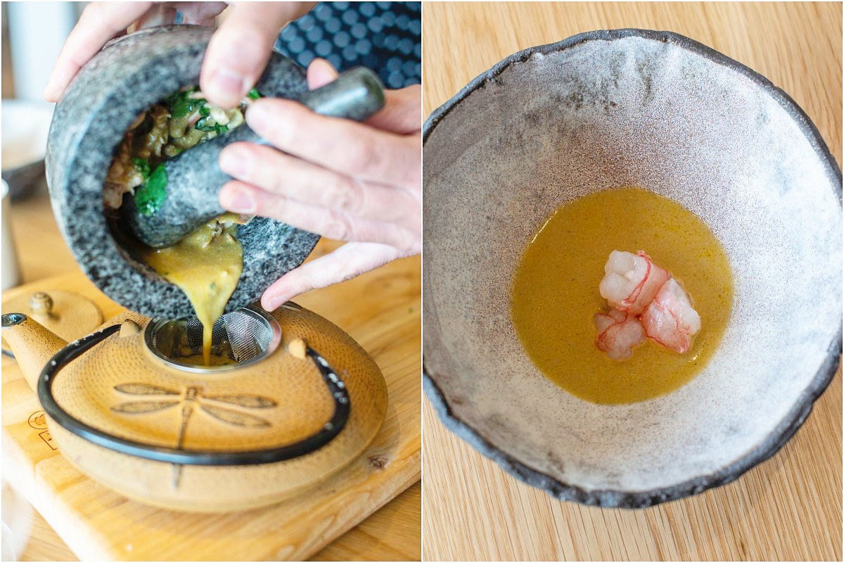 Cigala, su pata rellena y escabeche cítrico. Cigala, su pata rellena y escabeche cítrico.