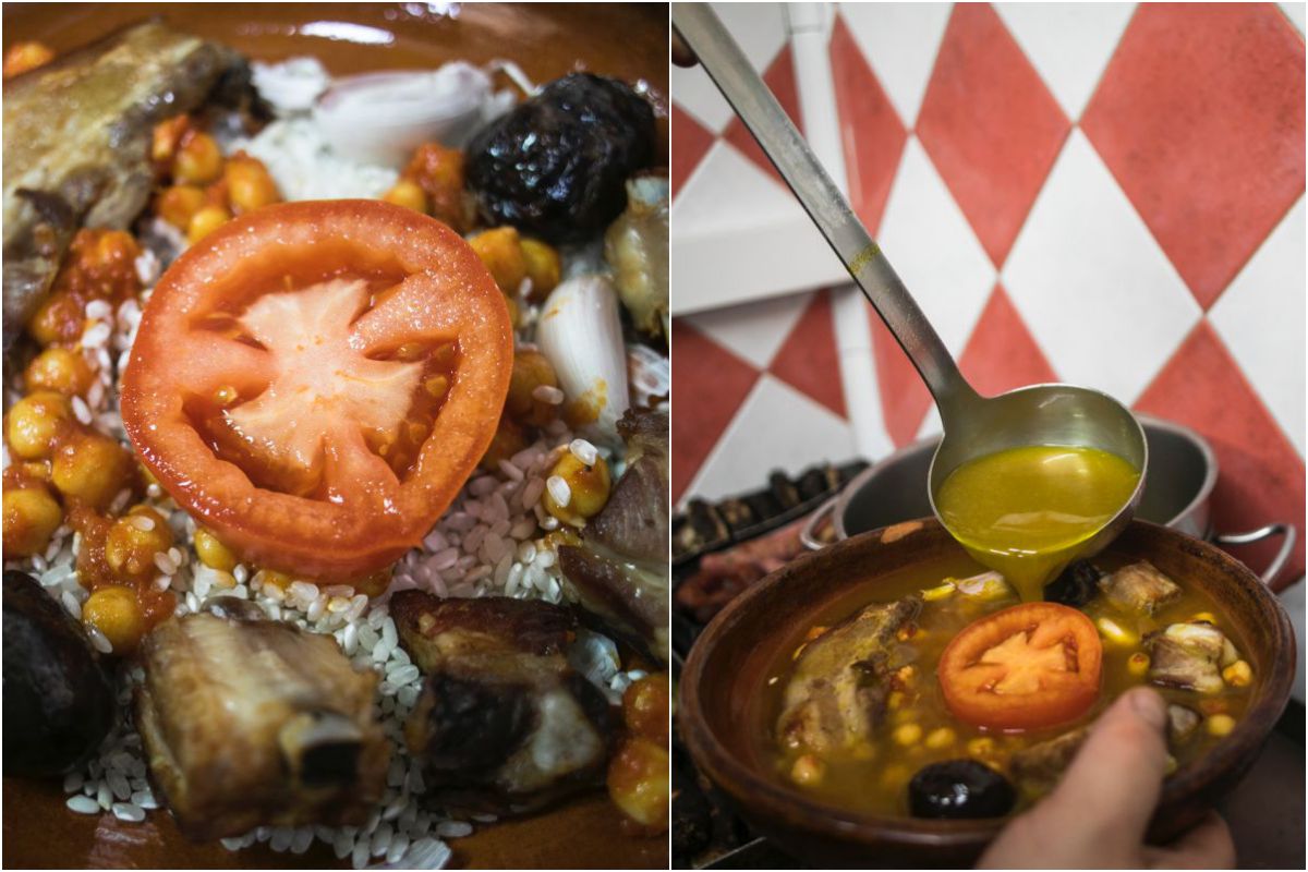 Los ingredientes de un buen cocido (y el caldo) se echan sobre el arroz y al horno. Los ingredientes de un buen cocido (y el caldo) se echan sobre el arroz y al horno.