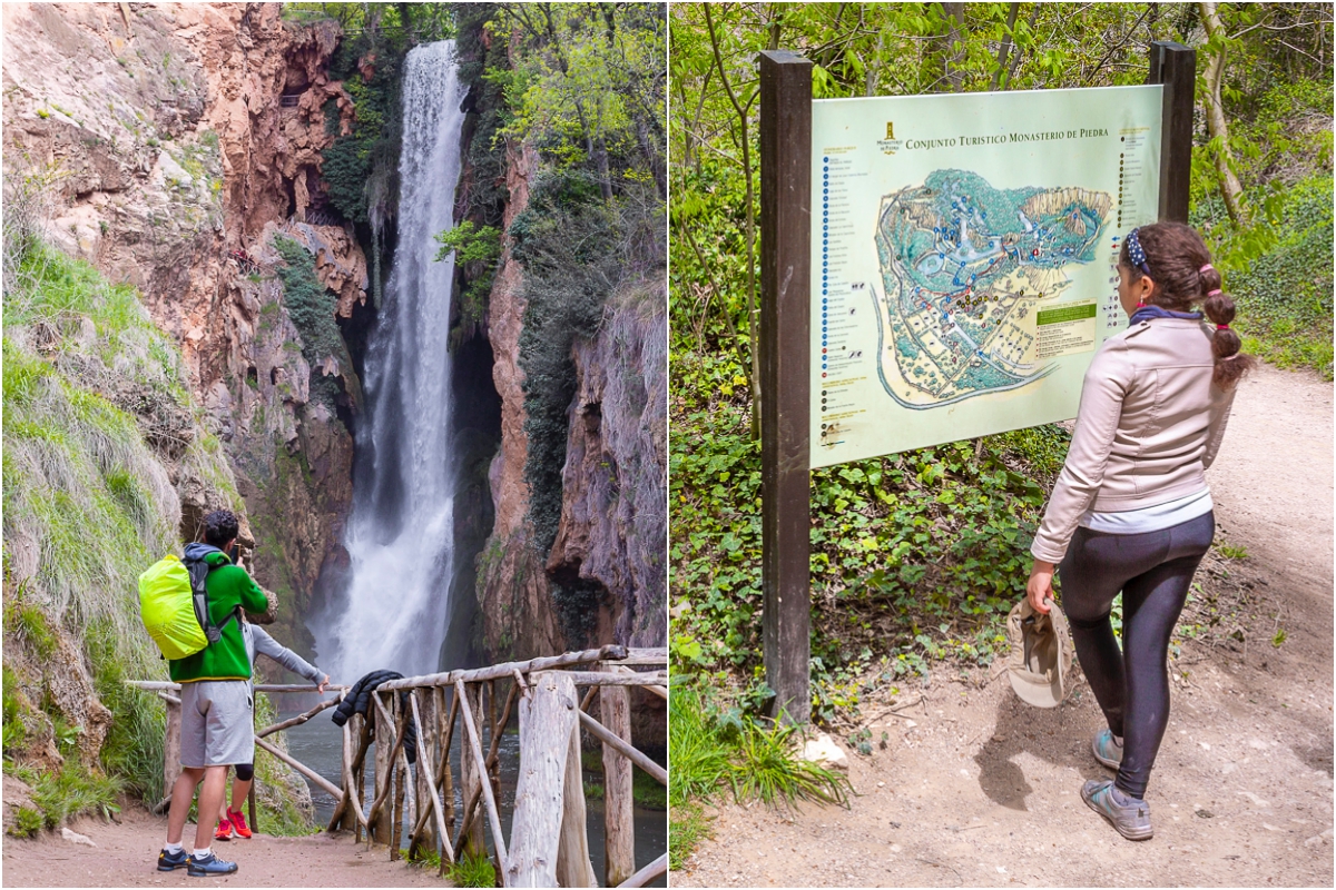 Así se ve la Cascada Cola de Caballo desde abajo. A la derecha, uno de los carteles que muestra el itinerario del parque. Así se ve la Cascada Cola de Caballo desde abajo. A la derecha, uno de los carteles que muestra el itinerario del parque.