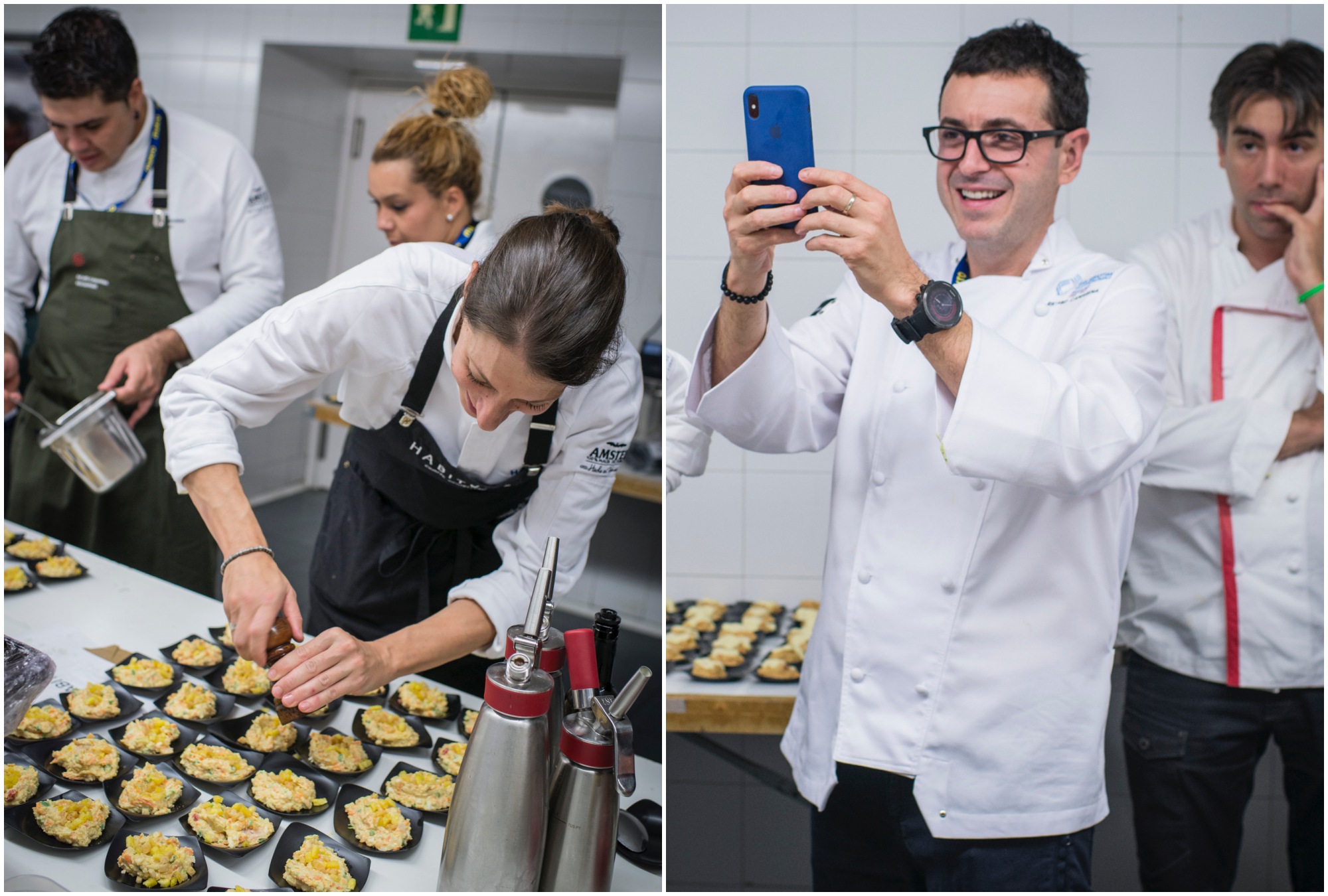La ensaladilla de Cristina Salas llevaba espuma de aceituna verde y patata crujiente. Junto a ella, Richard Camarena. La ensaladilla de Cristina Salas llevaba espuma de aceituna verde y patata crujiente. Junto a ella, Richard Camarena.