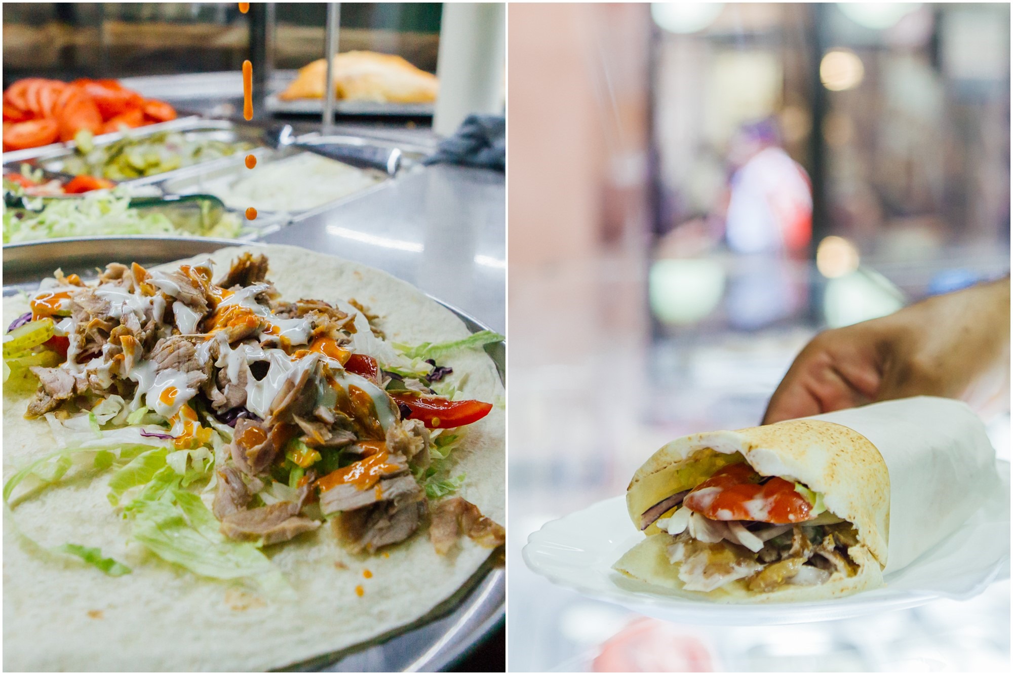 Elaboración del durum, una de las versiones más populares del kebab. Elaboración del durum, una de las versiones más populares del kebab.
