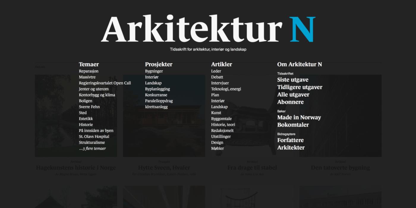 Nettside for tidsskrift ”Arkitektur N” | Grafill Reparasjon Arkitektur N