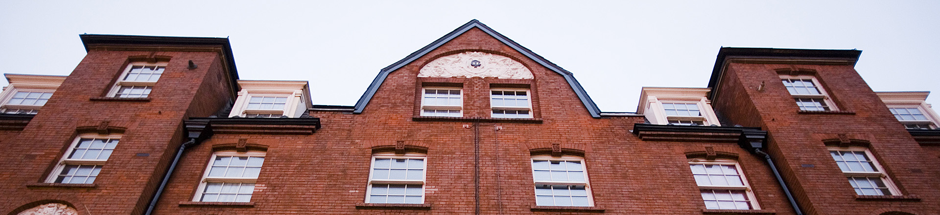 The roof of Fulham Palace Road, an old red brick