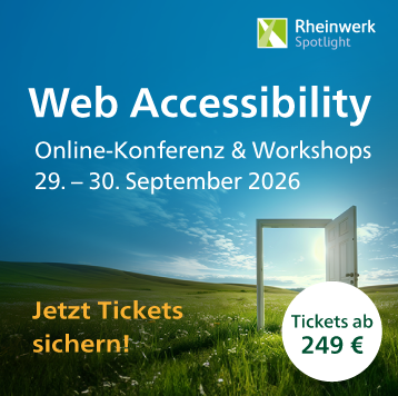Web Accessibility – Online-Konferenz & Workshops, 29. bis 30. September 2026. Jetzt Ticket sichern!