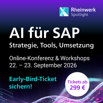 AI für SAP – Strategie, Tools, Umsetzung: Online-Konferenz & Workshops am 22. und 23. September. Jetzt Early-Bird-Ticket sichern!