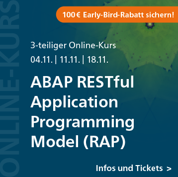 ABAP RAP: 3-teiliger Online-Kurs ab 4. November – jetzt 100 Euro Early-Bird-Rabatt sichern!