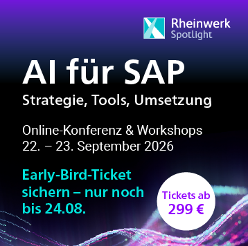 AI für SAP – Strategie, Tools, Umsetzung: Online-Konferenz & Workshops am 22. und 23. September. Early-Bird-Ticket sichern – nur noch bis 24. August!